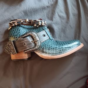 Freebird SALOON Turquoise Croco Western Booties Boots